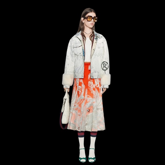 Gucci Trouble Andrew Gucci Ghost Runway Collaboration Logo Denim Mink Fur Jacket - Picture 13 of 17